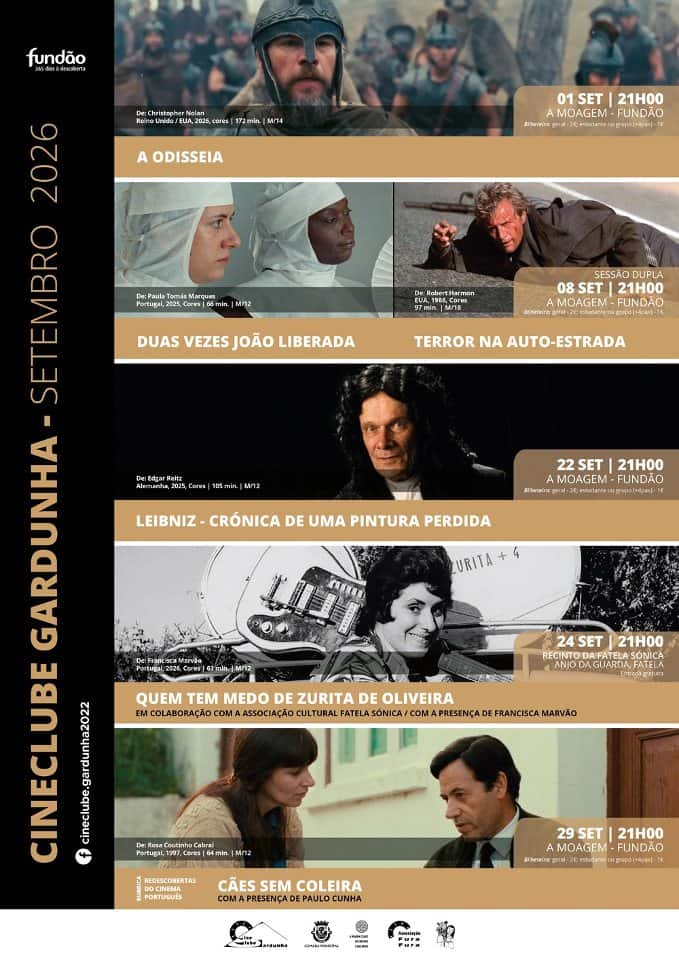 Programação de setembro do Cineclube Gardunha